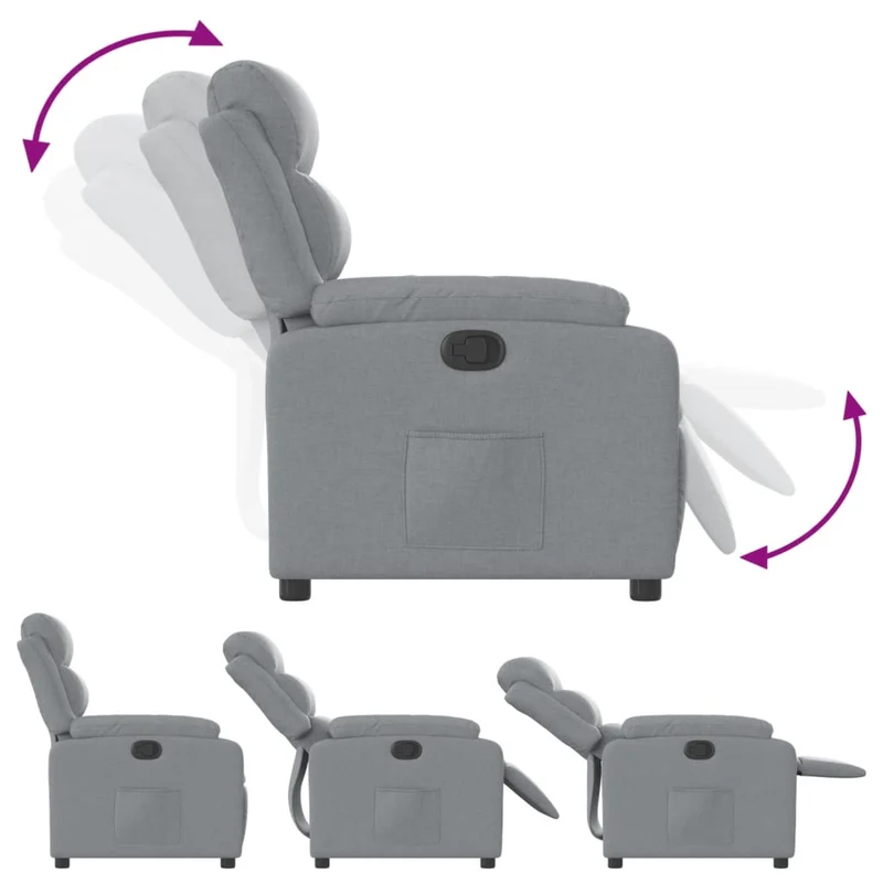 Fauteuil relax TV rembourrage confortable fonction d'inclinaison manuelle en tissu gris clair DEC027909