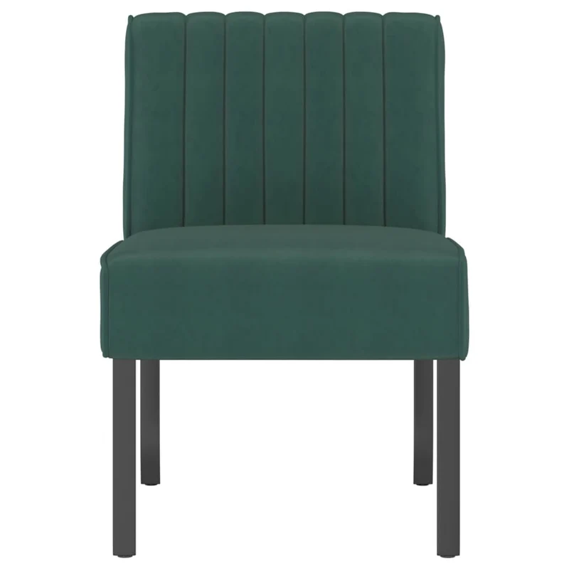 Chaise sans accoudoirs en velours vert foncé avec coutures verticales DEC026279