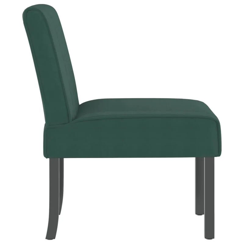 Chaise sans accoudoirs en velours vert foncé avec coutures verticales DEC026279