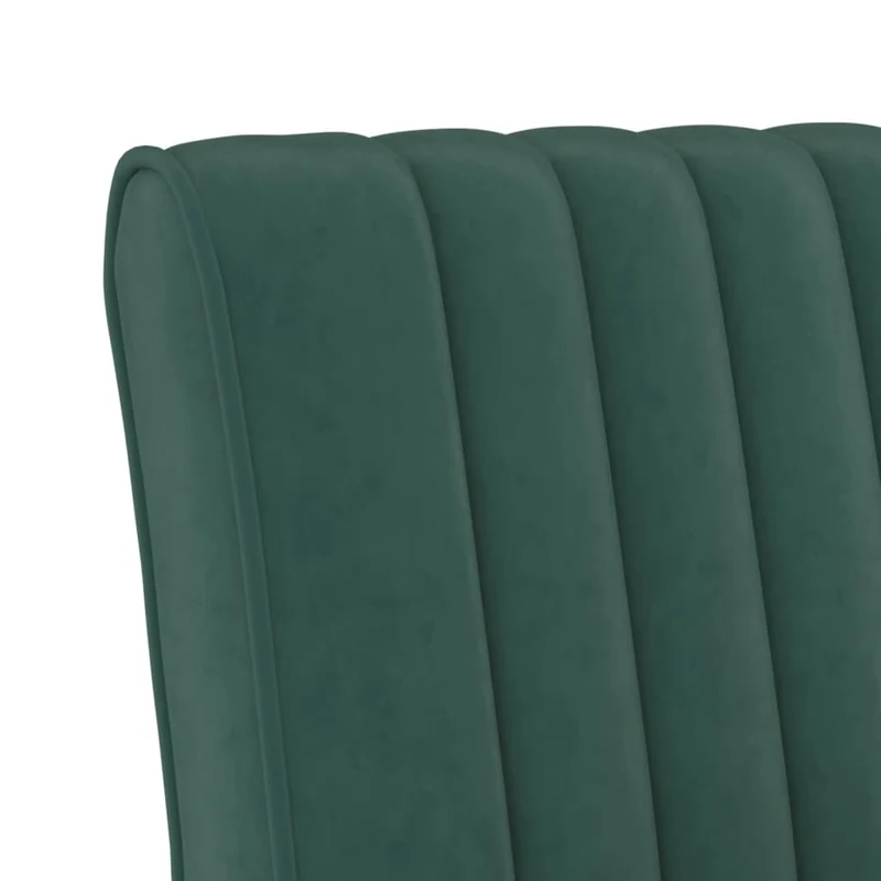 Chaise sans accoudoirs en velours vert foncé avec coutures verticales DEC026279