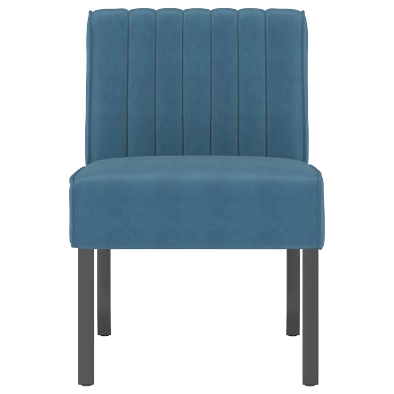 Chaise sans accoudoirs en velours bleu coutures verticales DEC026272