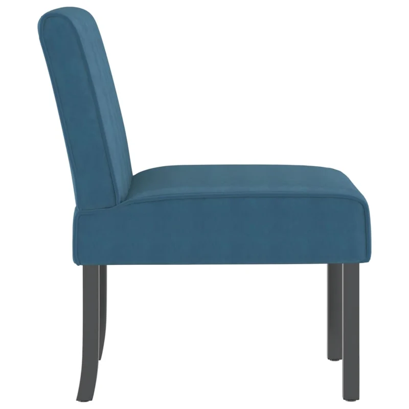 Chaise sans accoudoirs en velours bleu coutures verticales DEC026272