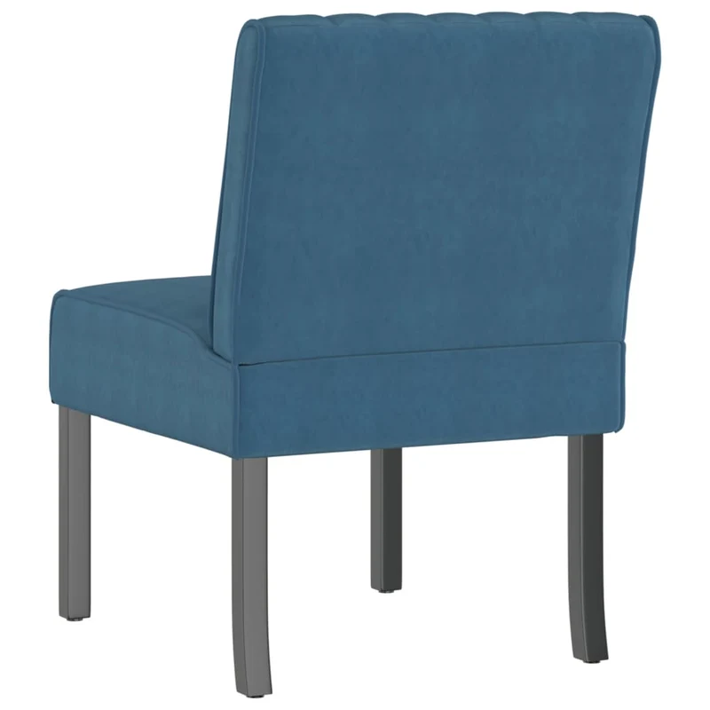 Chaise sans accoudoirs en velours bleu coutures verticales DEC026272