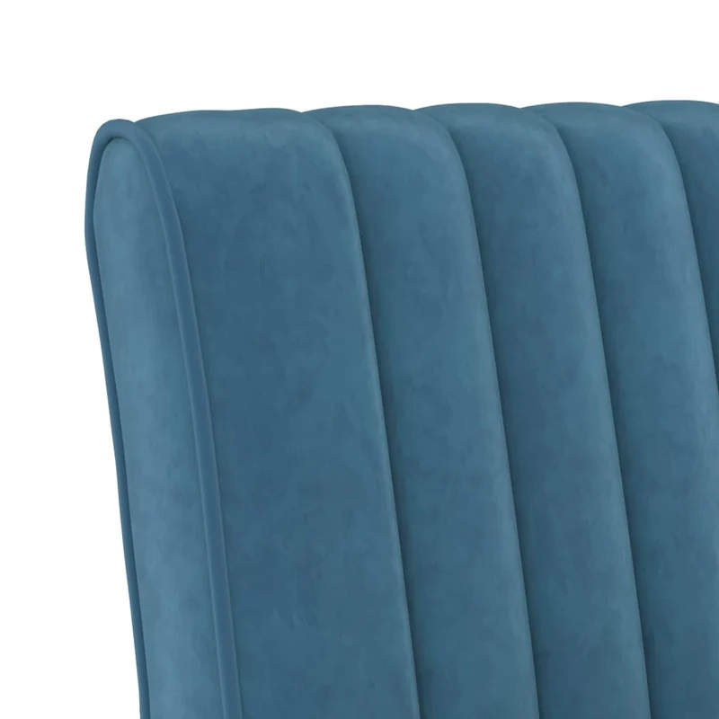 Chaise sans accoudoirs en velours bleu coutures verticales DEC026272