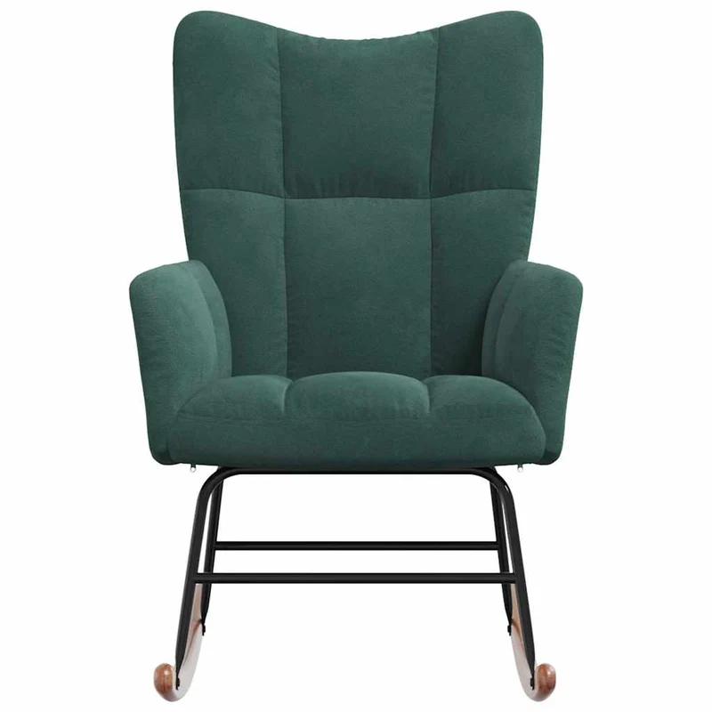 Fauteuil à bascule d'allaitement rembourré relax pour salon en velours vert foncé DEC029098