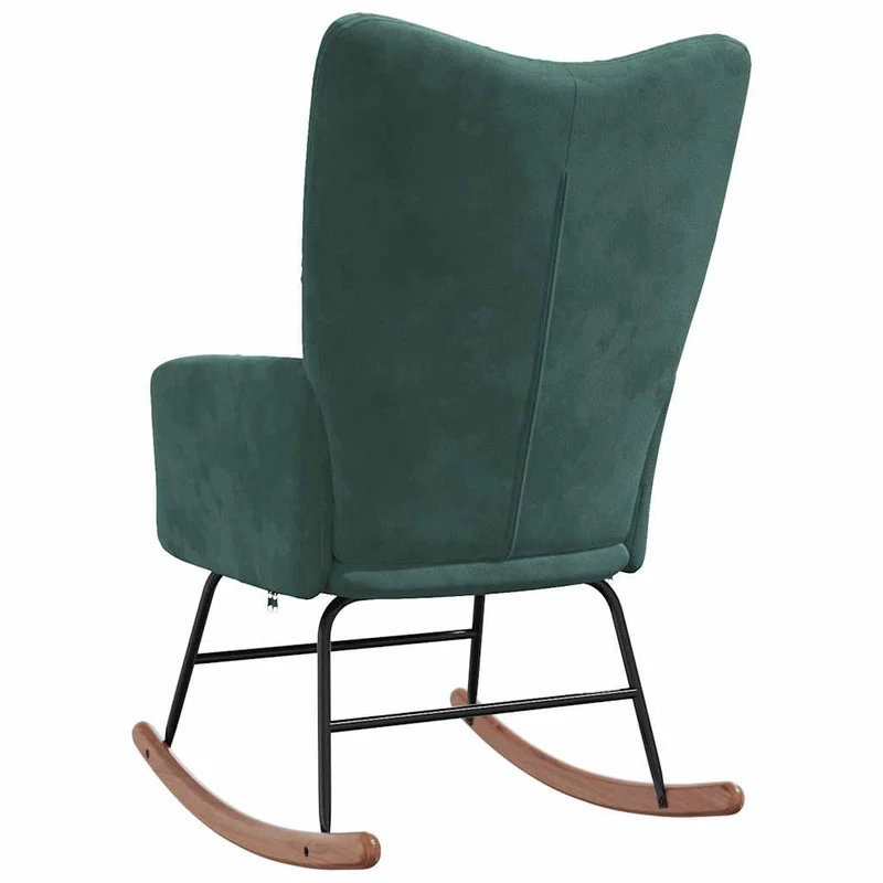 Fauteuil à bascule d'allaitement rembourré relax pour salon en velours vert foncé DEC029098