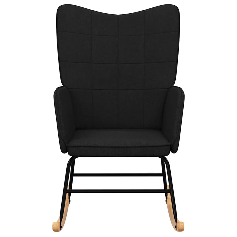 Fauteuil à bascule d'allaitement rembourré relax pour salon en tissu noir DEC029054