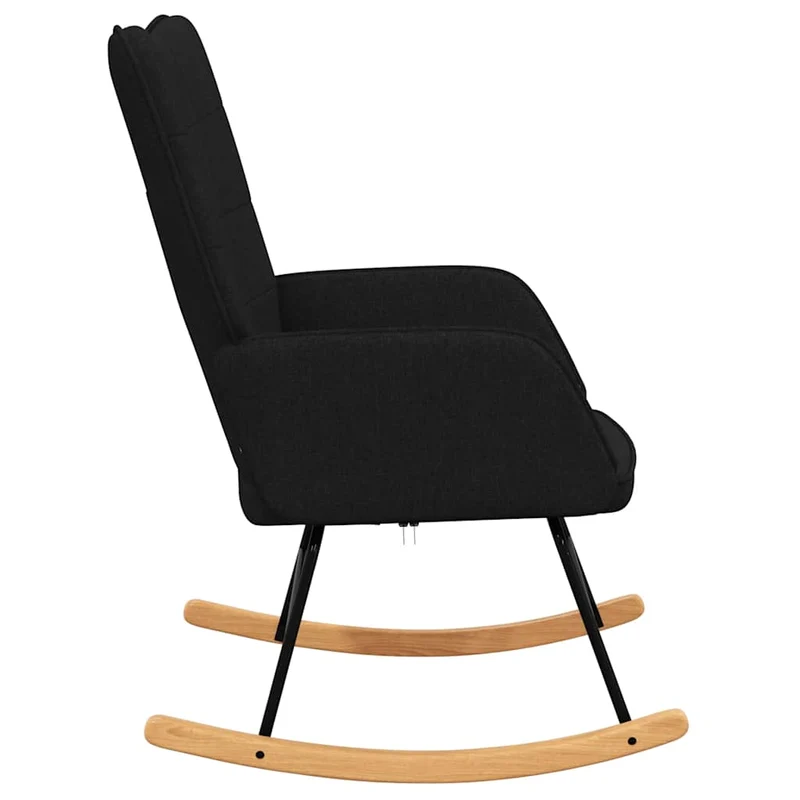 Fauteuil à bascule d'allaitement rembourré relax pour salon en tissu noir DEC029054