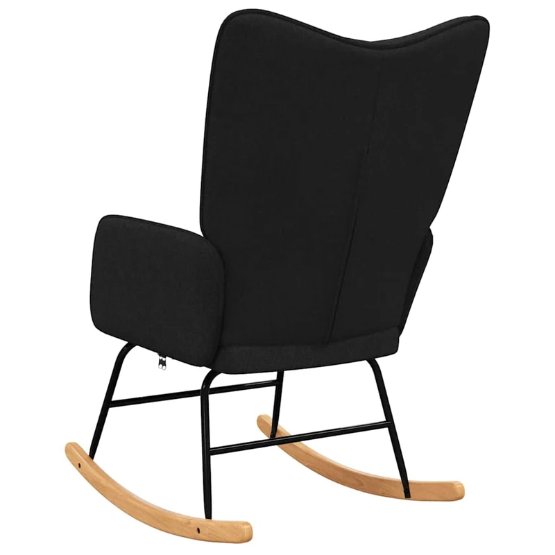 Fauteuil à bascule d'allaitement rembourré relax pour salon en tissu noir DEC029054