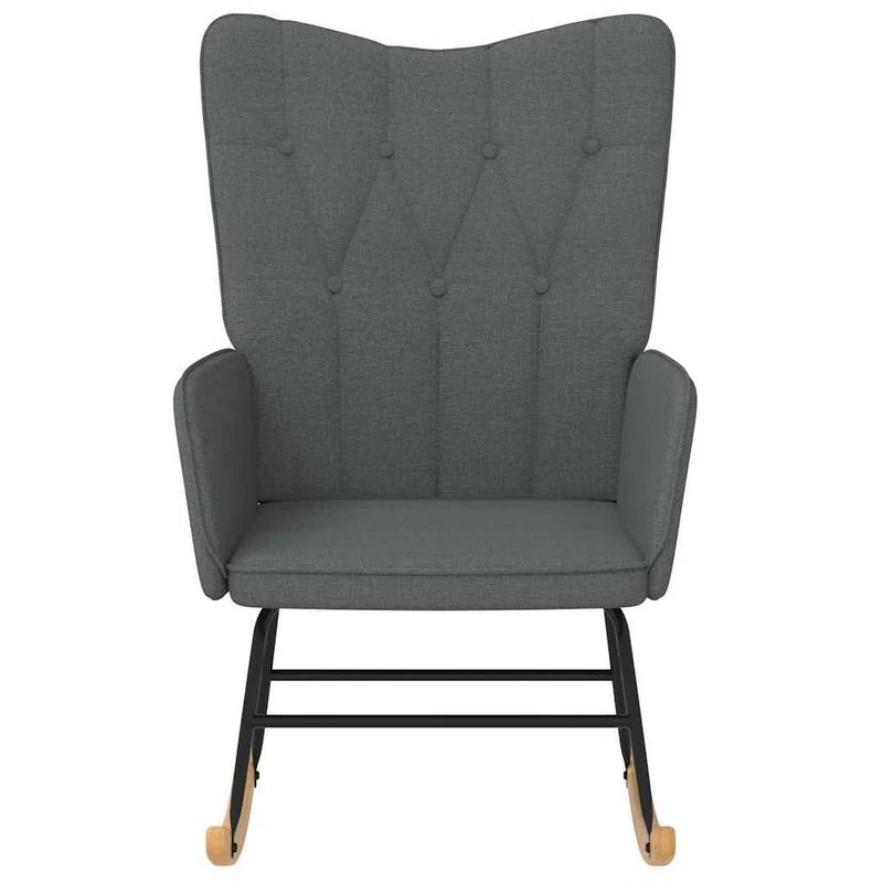 Fauteuil à bascule d'allaitement rembourré relax pour salon en tissu gris foncé DEC028985