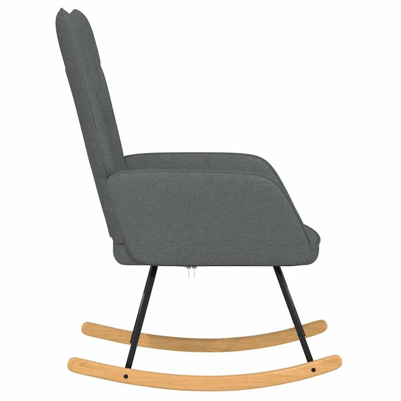 Fauteuil à bascule d'allaitement rembourré relax pour salon en tissu gris foncé DEC028985
