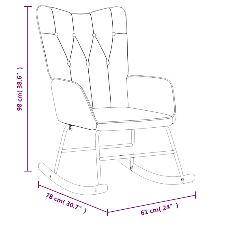 Fauteuil à bascule d'allaitement rembourré relax pour salon en tissu gris foncé DEC028985