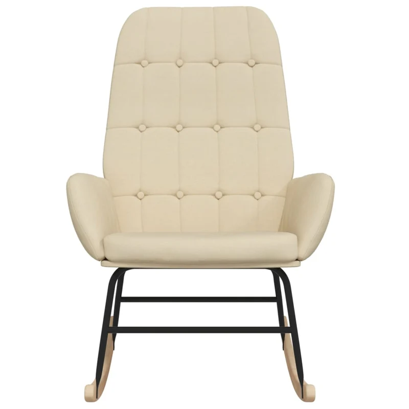 Fauteuil à bascule d'allaitement rembourré relax pour salon en tissu crème DEC028911
