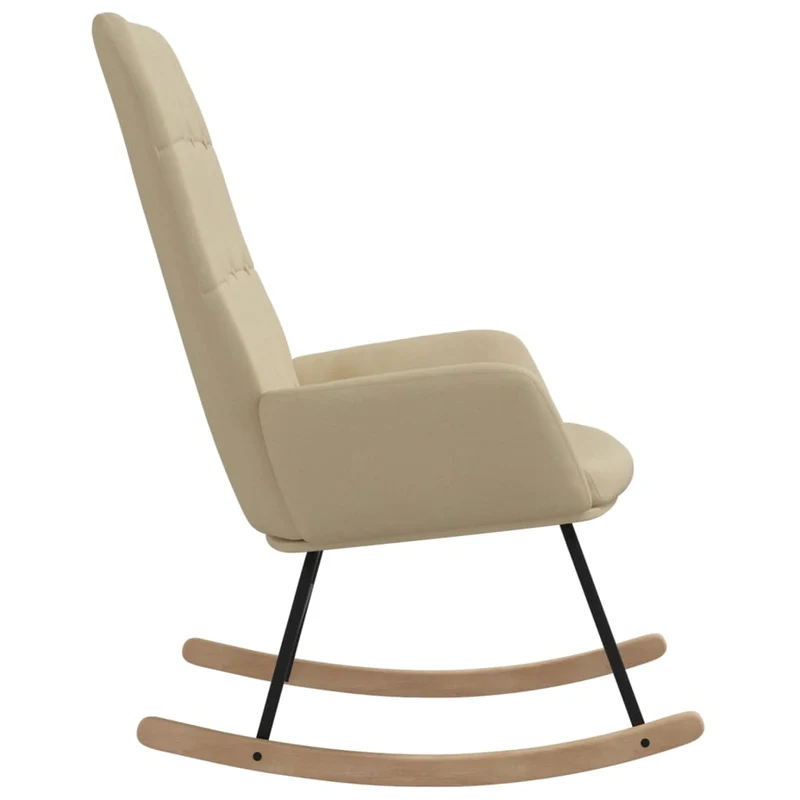 Fauteuil à bascule d'allaitement rembourré relax pour salon en tissu crème DEC028911
