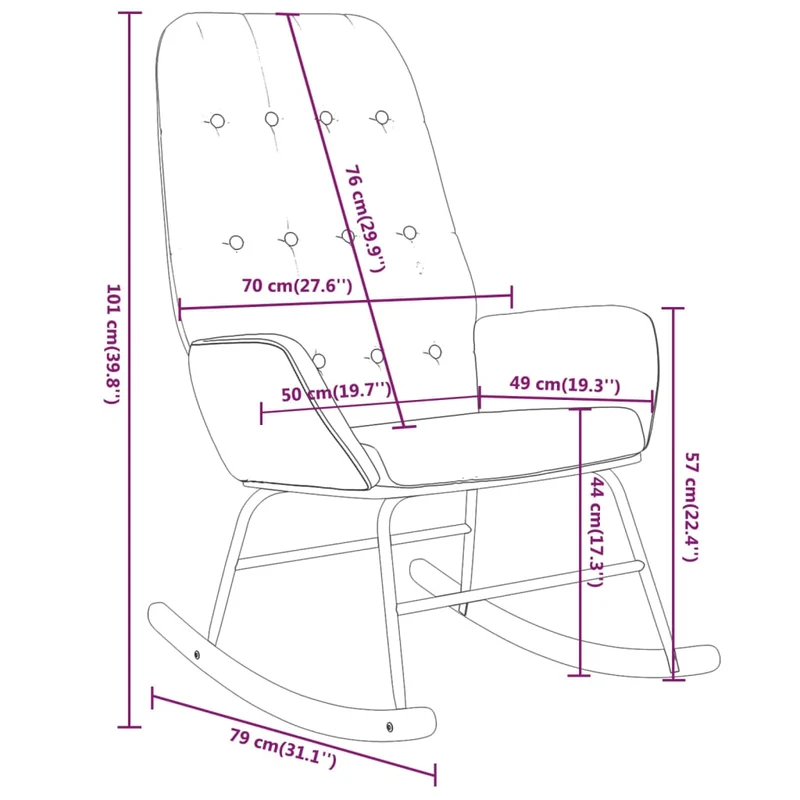 Fauteuil à bascule d'allaitement rembourré relax pour salon en tissu crème DEC028911