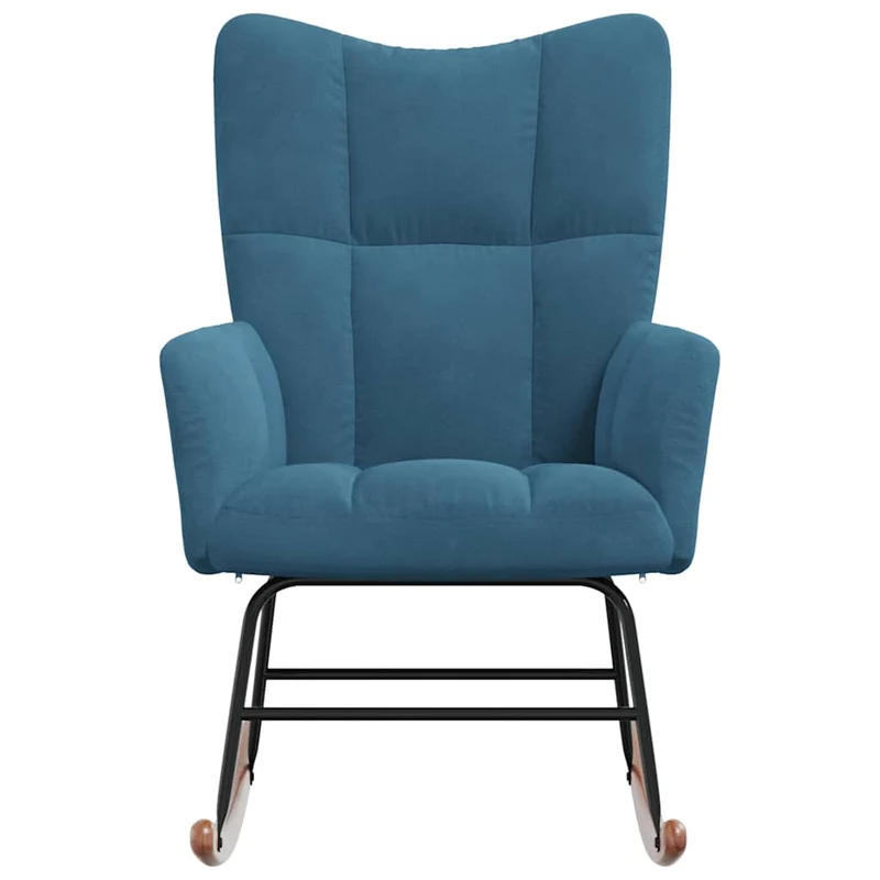 Fauteuil à bascule d'allaitement rembourré relax pour salon en velours bleu DEC028905