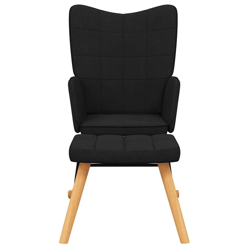 Fauteuil à bascule d'allaitement rembourré relax pour salon avec repose-pieds en tissu noir DEC028880