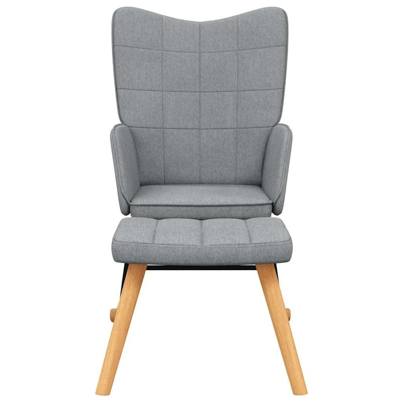 Fauteuil à bascule d'allaitement rembourré relax pour salon avec repose-pieds en tissu gris clair DEC028873
