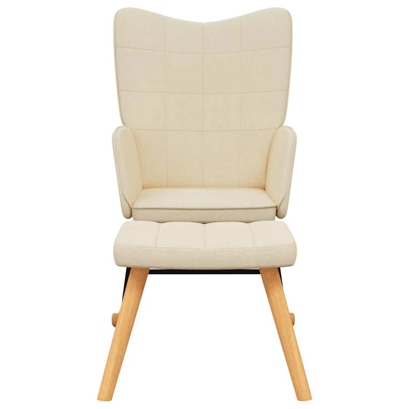 Fauteuil à bascule d'allaitement rembourré relax pour salon avec repose-pieds en tissu crème DEC028870