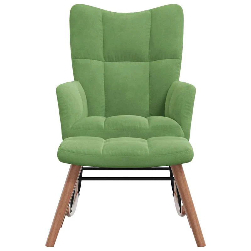 Fauteuil à bascule d'allaitement rembourré relax pour salon avec repose-pied en velours vert clair DEC028848