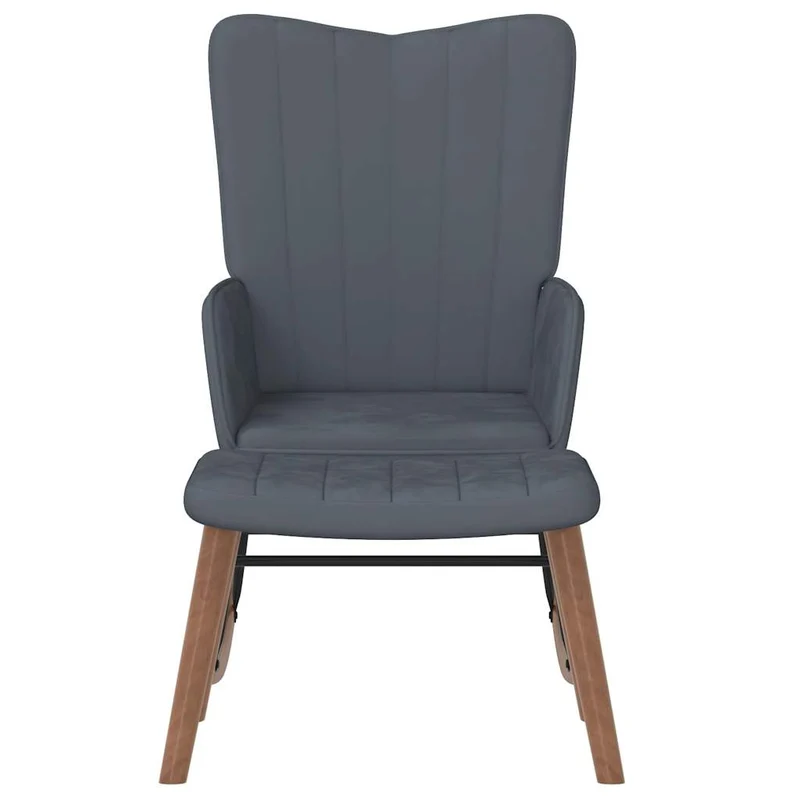 Fauteuil à bascule d'allaitement rembourré relax pour salon avec repose-pied en velours gris DEC028803