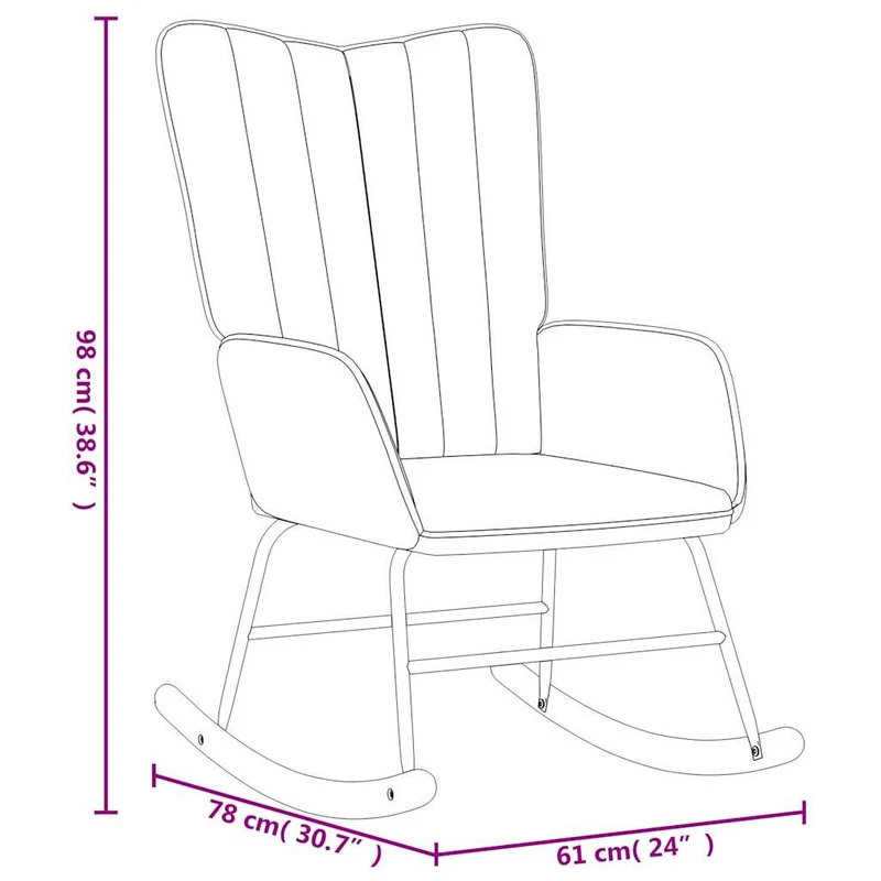Fauteuil à bascule d'allaitement rembourré relax pour salon avec repose-pied en velours gris DEC028803