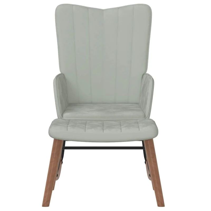 Fauteuil à bascule d'allaitement rembourré relax pour salon avec repose-pied en velours gris DEC028789