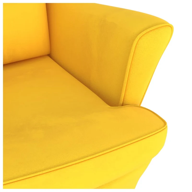 Fauteuil à bascule d'allaitement rembourré avec repose-pieds pieds en bois et siège en velours jaune DEC028760