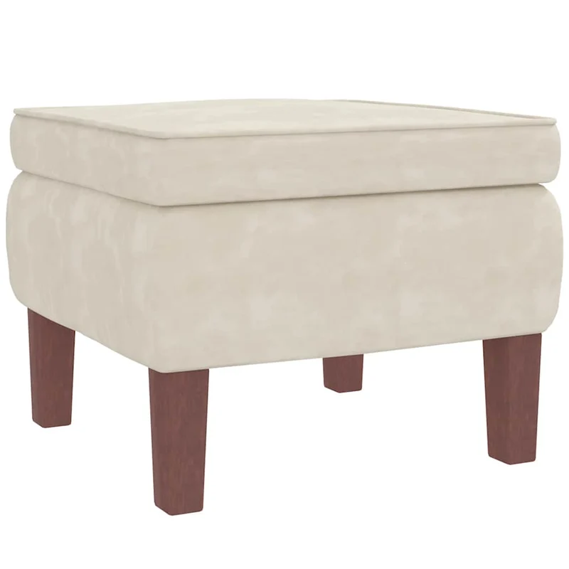 Fauteuil à bascule d'allaitement rembourré avec repose-pieds pieds en bois et siège velours crème DEC028754