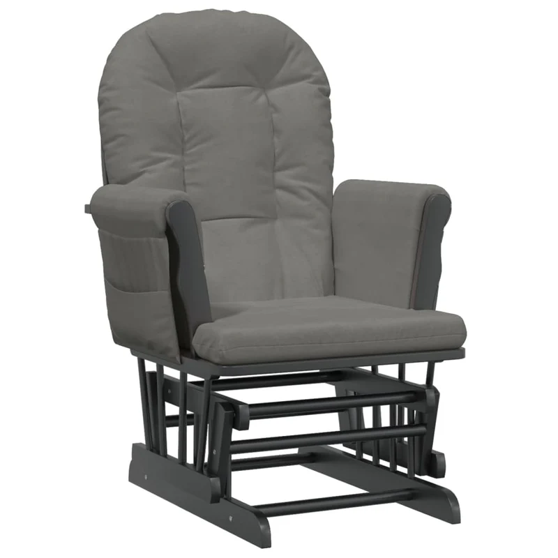 Fauteuil de relaxation chaise berçante d'allaitement avec repose-pieds en tissu gris DEC028743