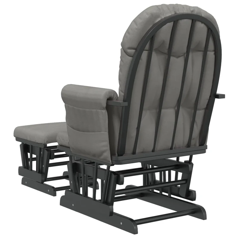 Fauteuil de relaxation chaise berçante d'allaitement avec repose-pieds en tissu gris DEC028739