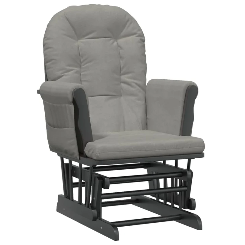 Fauteuil de relaxation chaise berçante d'allaitement avec repose-pieds en tissu gris DEC028739