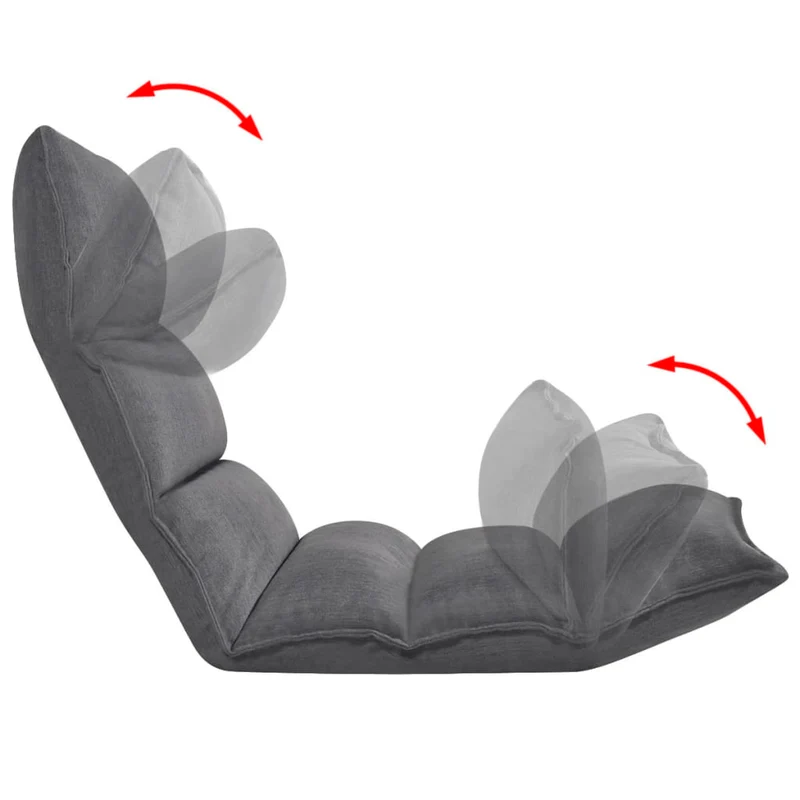 Chaise longue pliable de sol en tissu gris DEC028701