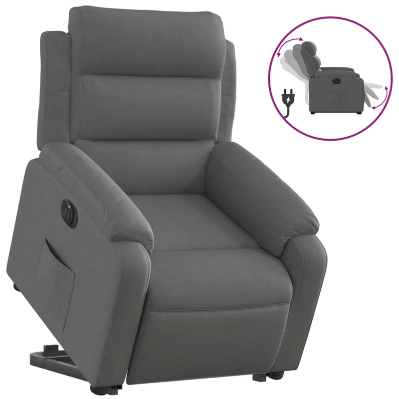 Fauteuil relax TV fonction de levage électrique très confortable en tissu gris DEC028364