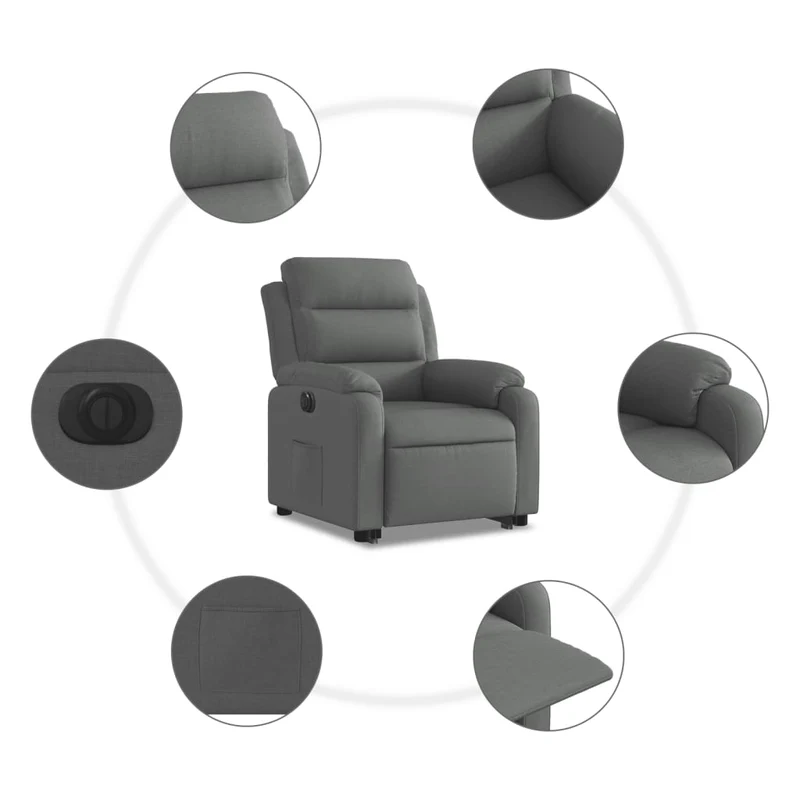 Fauteuil relax TV fonction de levage électrique très confortable en tissu gris DEC028364