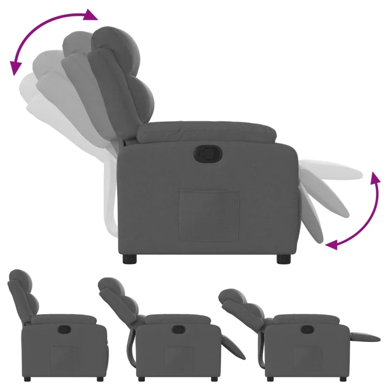 Fauteuil relax TV rembourrage confortable fonction d'inclinaison manuelle en tissu gris DEC027958