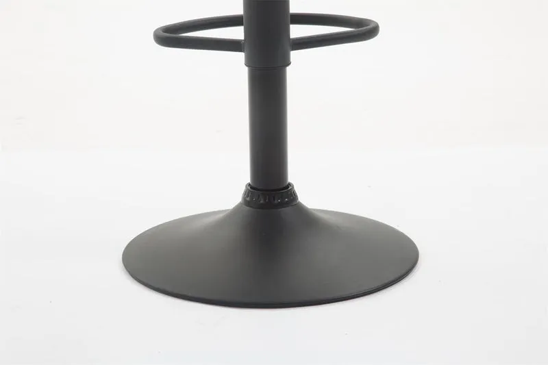 Tabouret de bar x1 repose-pieds en forme d'arc en métal noir assise en PVC blanc 10_0004545