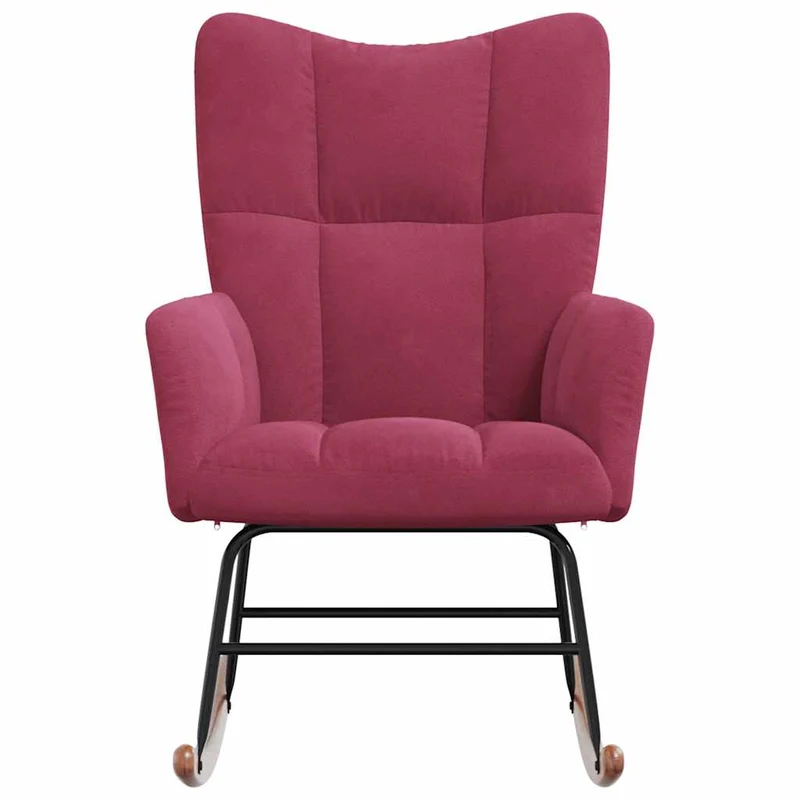 Fauteuil à bascule d'allaitement rembourré relax pour salon en velours rouge bordeaux DEC029081