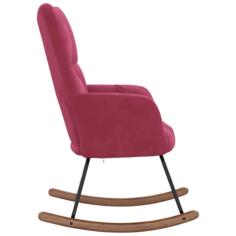 Fauteuil à bascule d'allaitement rembourré relax pour salon en velours rouge bordeaux DEC029081