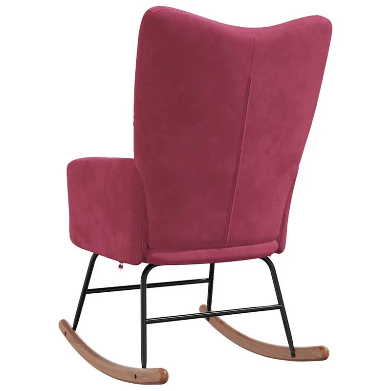 Fauteuil à bascule d'allaitement rembourré relax pour salon en velours rouge bordeaux DEC029081