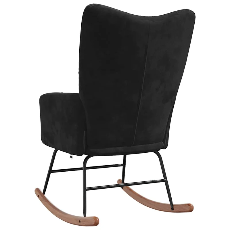 Fauteuil à bascule d'allaitement rembourré relax pour salon en velours noir DEC029064