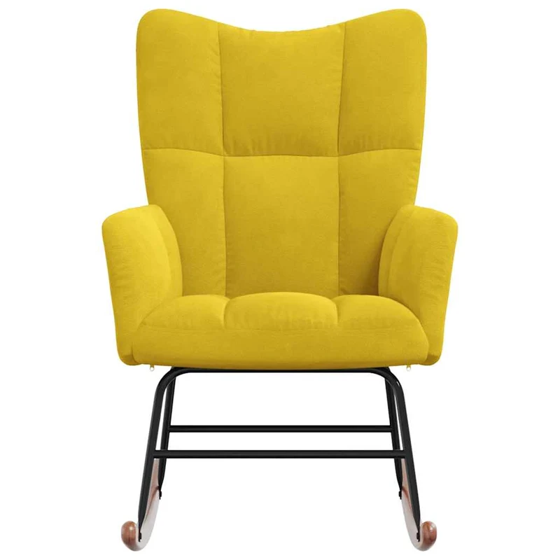 Fauteuil à bascule d'allaitement rembourré relax pour salon en velours jaune moutarde DEC029014