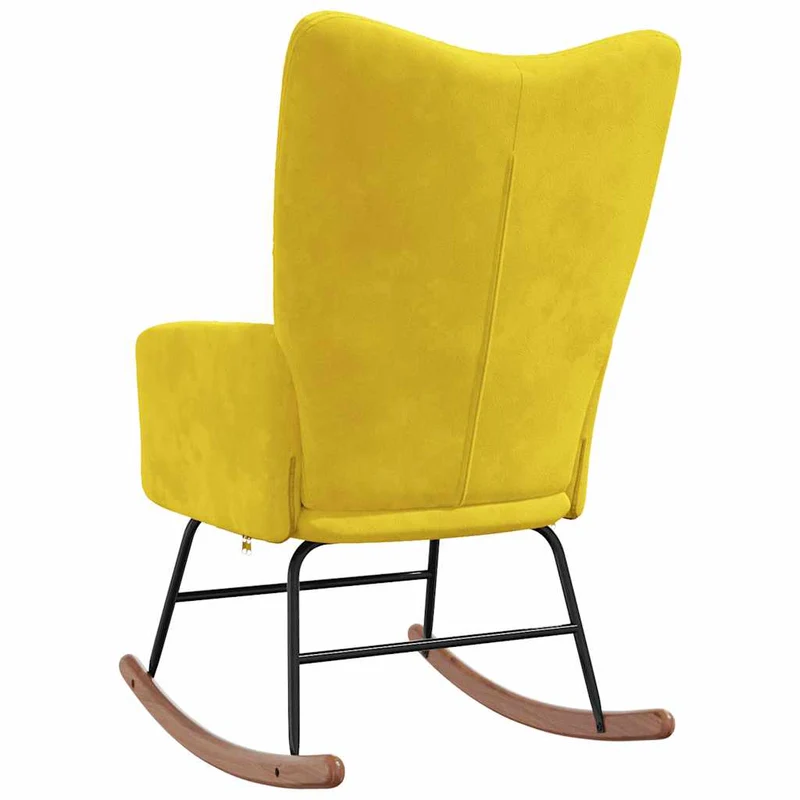 Fauteuil à bascule d'allaitement rembourré relax pour salon en velours jaune moutarde DEC029014