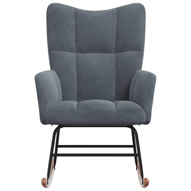 Fauteuil à bascule d'allaitement rembourré relax pour salon en velours gris foncé DEC028995