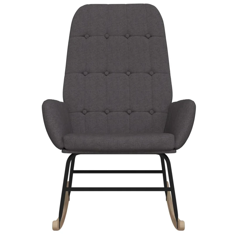 Fauteuil à bascule d'allaitement rembourré relax pour salon en tissu gris foncé DEC028983