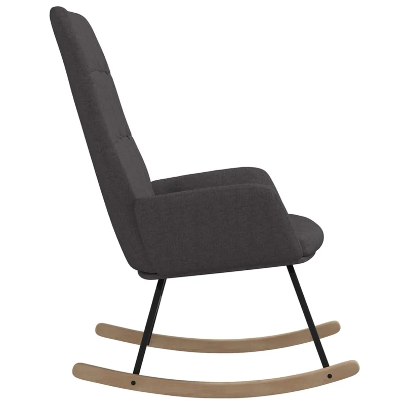 Fauteuil à bascule d'allaitement rembourré relax pour salon en tissu gris foncé DEC028983