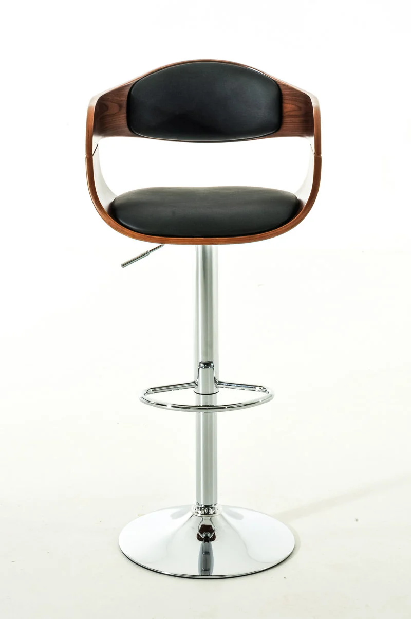 Set de 2 chaises hautes tabouret de bar avec repose-pied design moderne bois et synthétique noir 10_0000788