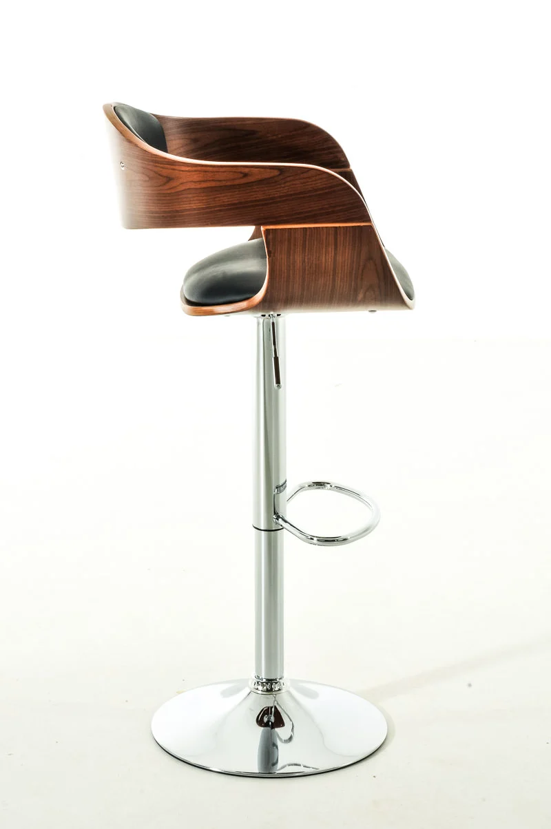 Set de 2 chaises hautes tabouret de bar avec repose-pied design moderne bois et synthétique noir 10_0000788
