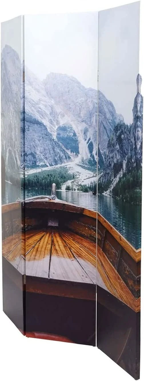 Paravent séparateur de pièce 3 panneaux 180x121cm bateau sur lac PAR04045