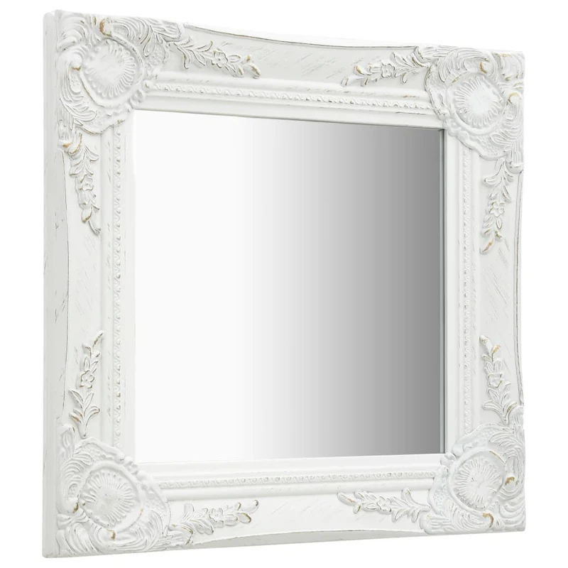 Miroir mural carré style baroque 40x40 cm Blanc DEC022846